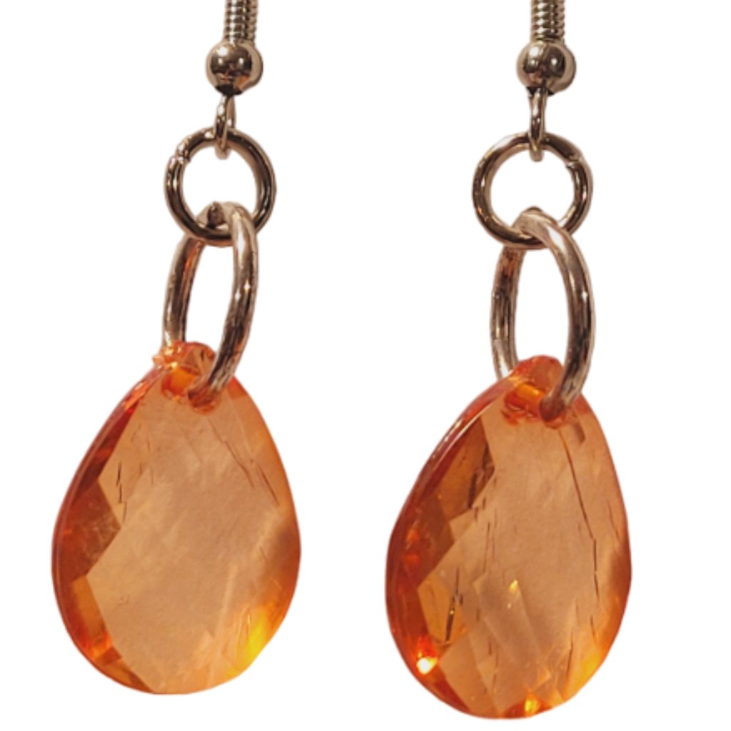 Peach Translucent Earrings - Silvertone Hook